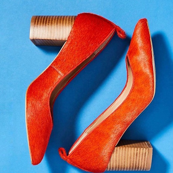 Anthropologie Shoes - Anthropologie Yvonne Block Orange Heels Size 7.5